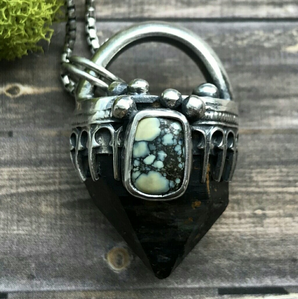Phantom Quartz & turquoise pendant
